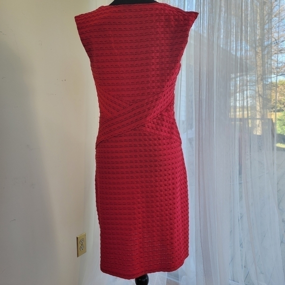 EUC North Style Red Textured Sleeveless Sheath Dress Size 10 - Picture 2 of 8
